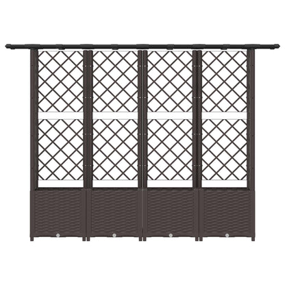 vidaXL Raised Bed with Trellis and Roof Brown 203 x 40 x 138 cm PP