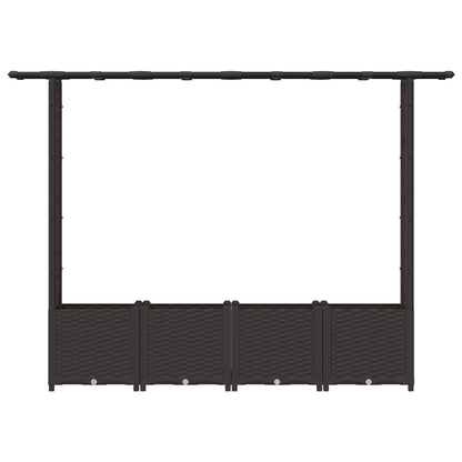 vidaXL Raised Bed with Trellis and Roof Brown 203 x 40 x 136 cm PP