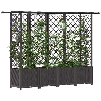 vidaXL Raised Bed with Trellis and Roof Brown 203 x 40 x 138 cm PP