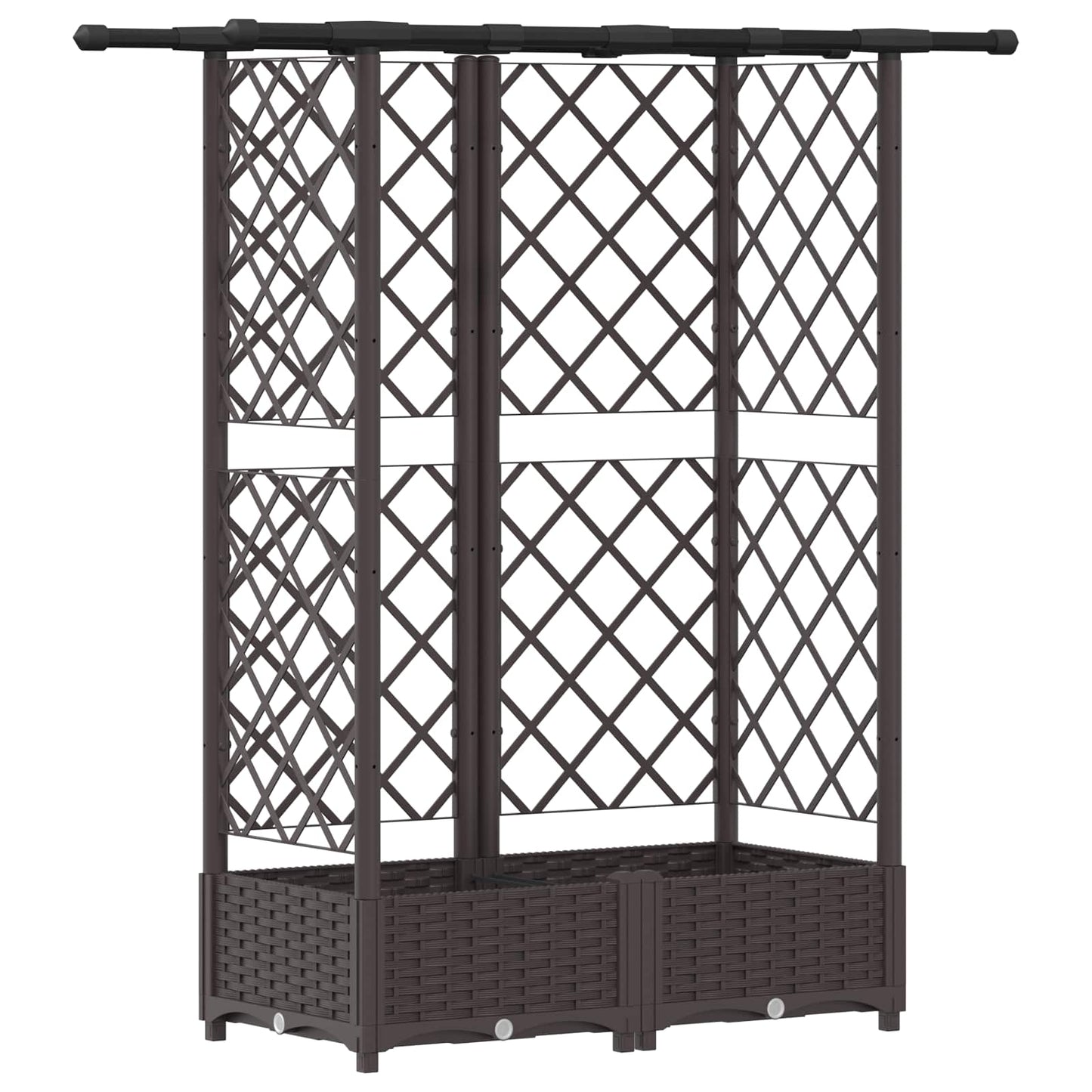 vidaXL Raised Bed with Trellis and Roof Brown 124 x 40 x 123 cm PP