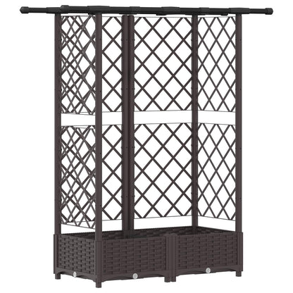 vidaXL Raised Bed with Trellis and Roof Brown 124 x 40 x 123 cm PP