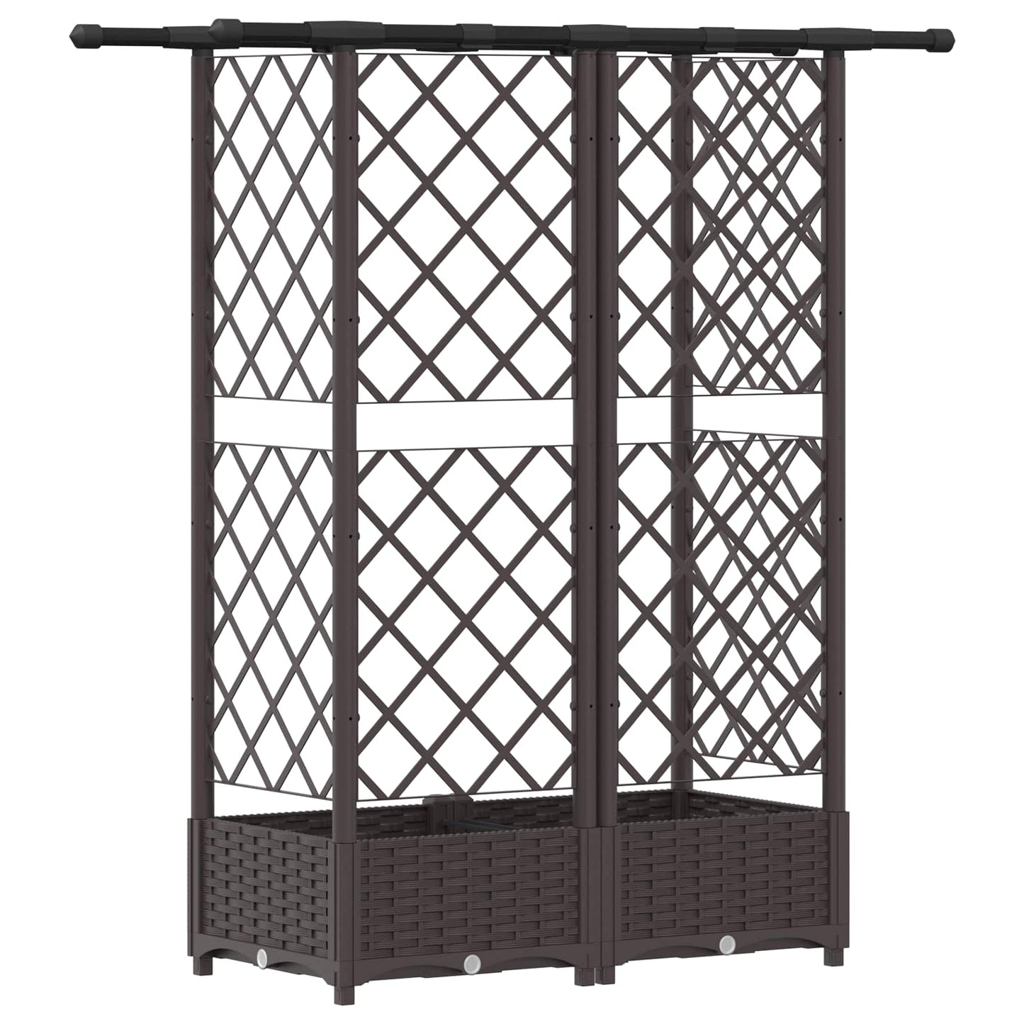 vidaXL Raised Bed with Trellis and Roof Brown 124 x 40 x 123 cm PP