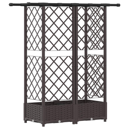 vidaXL Raised Bed with Trellis and Roof Brown 124 x 40 x 123 cm PP