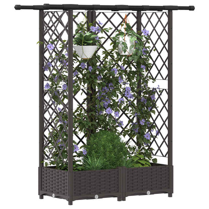 vidaXL Raised Bed with Trellis and Roof Brown 124 x 40 x 123 cm PP