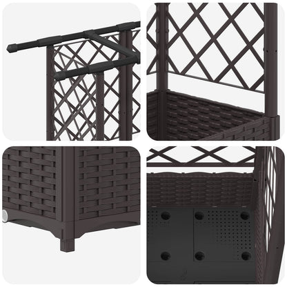 vidaXL Raised Bed with Trellis and Roof Brown 164 x 40 x 123 cm PP