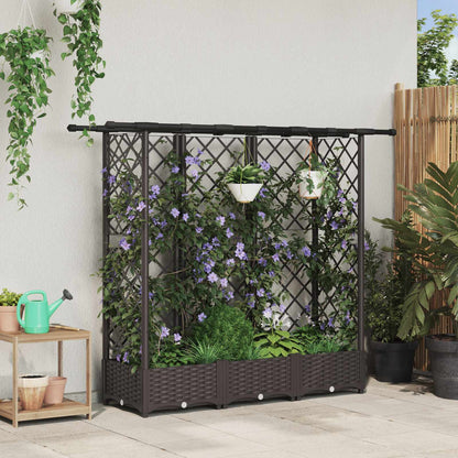 vidaXL Raised Bed with Trellis and Roof Brown 164 x 40 x 123 cm PP