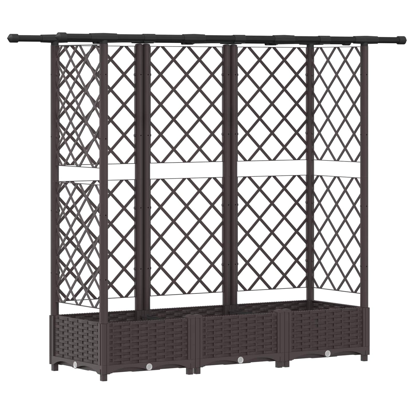 vidaXL Raised Bed with Trellis and Roof Brown 164 x 40 x 123 cm PP