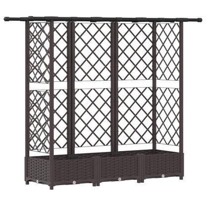 vidaXL Raised Bed with Trellis and Roof Brown 164 x 40 x 123 cm PP