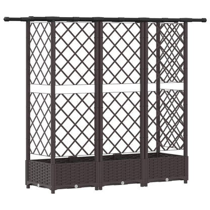 vidaXL Raised Bed with Trellis and Roof Brown 164 x 40 x 123 cm PP