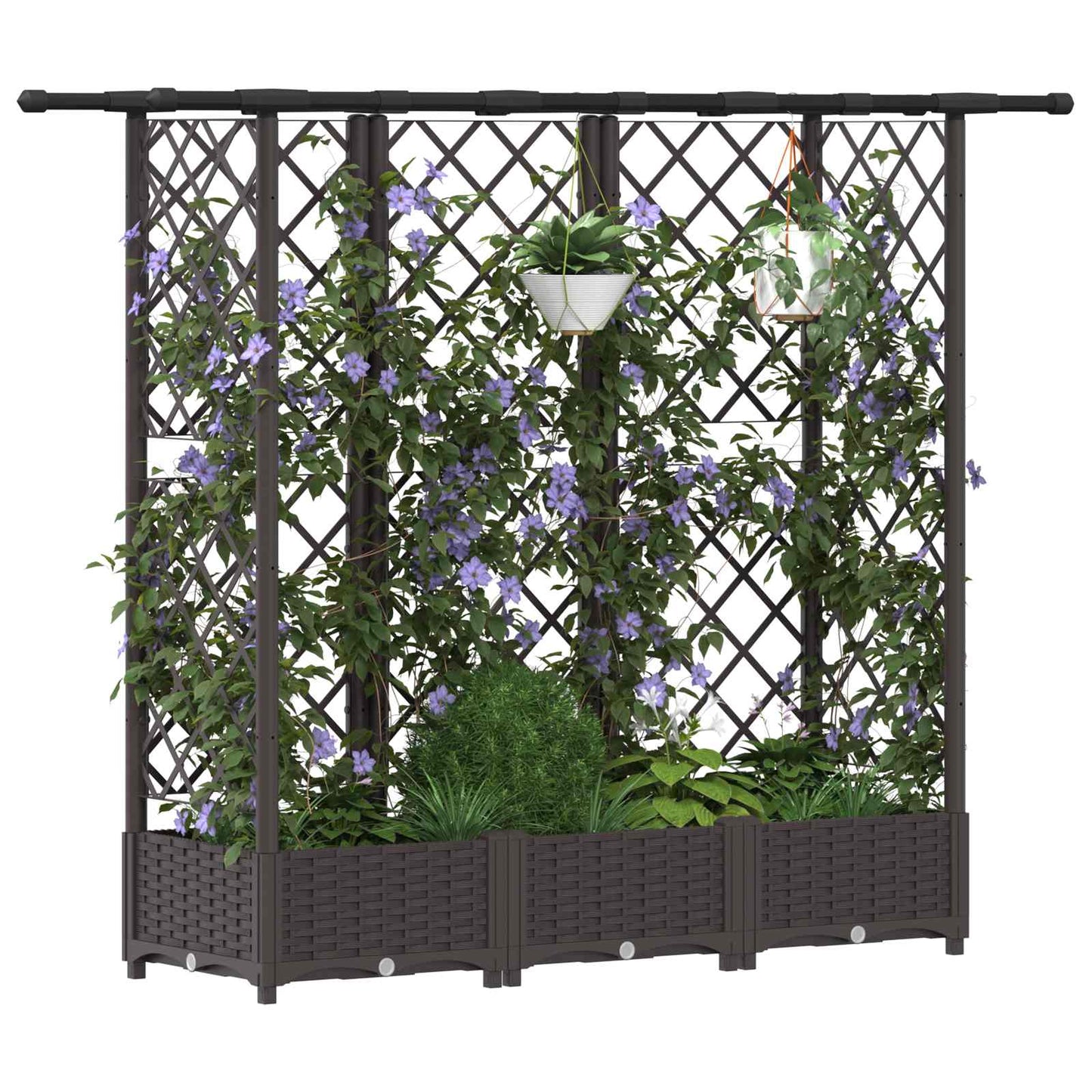 vidaXL Raised Bed with Trellis and Roof Brown 164 x 40 x 123 cm PP