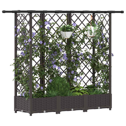 vidaXL Raised Bed with Trellis and Roof Brown 164 x 40 x 123 cm PP