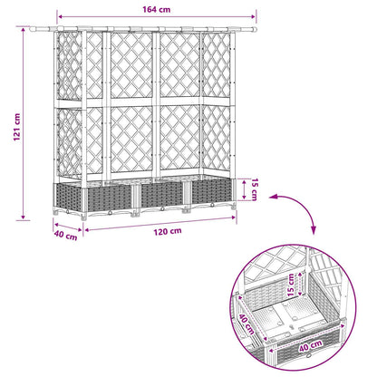 vidaXL Raised Bed with Trellis and Roof Brown 164 x 40 x 123 cm PP
