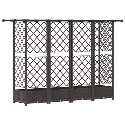 vidaXL Raised Bed with Trellis and Roof Brown 202.5 x 40 x 123 cm PP