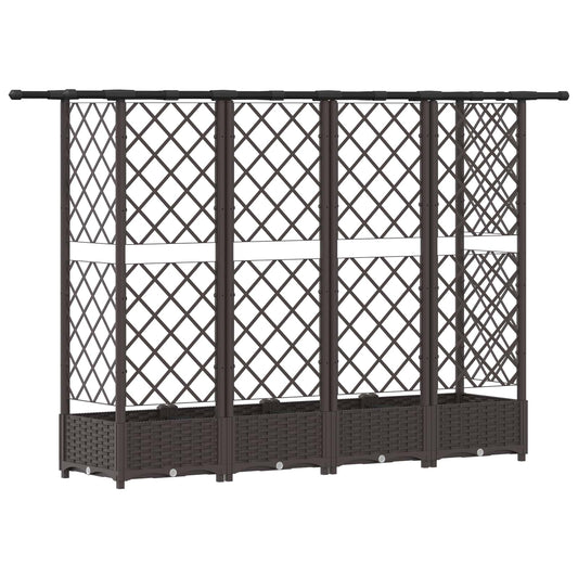 vidaXL Raised Bed with Trellis and Roof Brown 202.5 x 40 x 121 cm PP