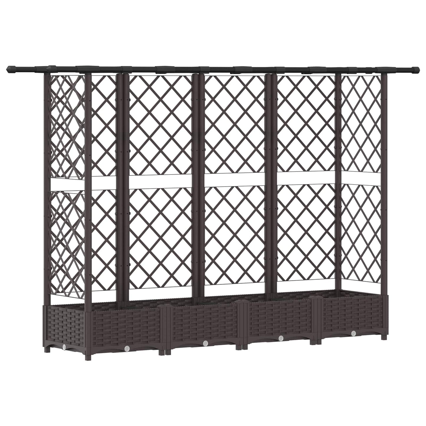 vidaXL Raised Bed with Trellis and Roof Brown 202.5 x 40 x 123 cm PP