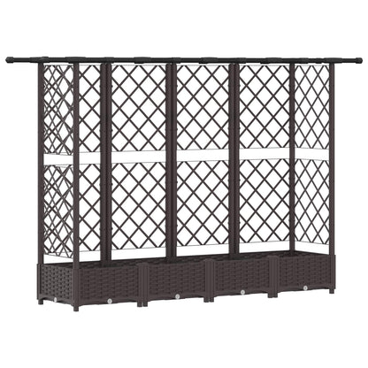 vidaXL Raised Bed with Trellis and Roof Brown 202.5 x 40 x 123 cm PP