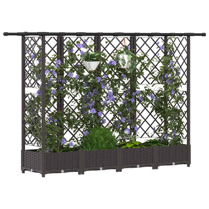 vidaXL Raised Bed with Trellis and Roof Brown 202.5 x 40 x 123 cm PP