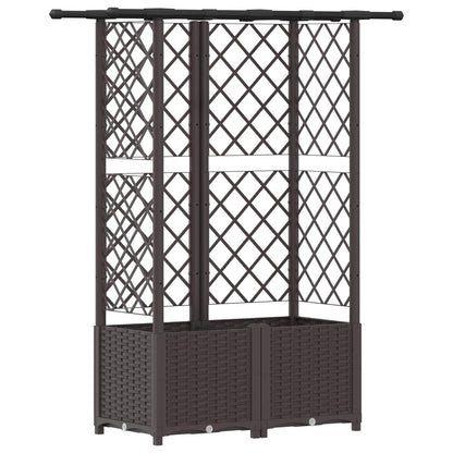 vidaXL Raised Bed with Trellis and Roof Brown 124 x 40 x 138 cm PP
