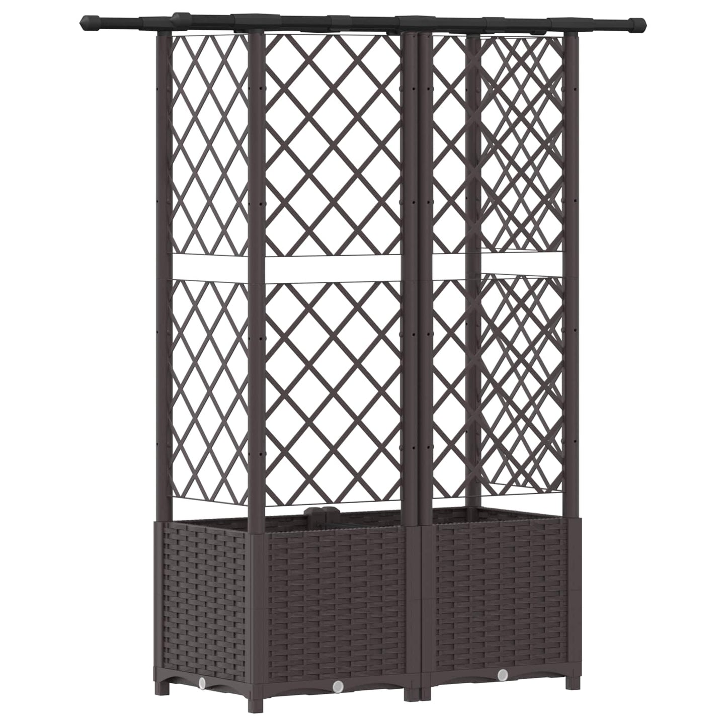 vidaXL Raised Bed with Trellis and Roof Brown 124 x 40 x 138 cm PP