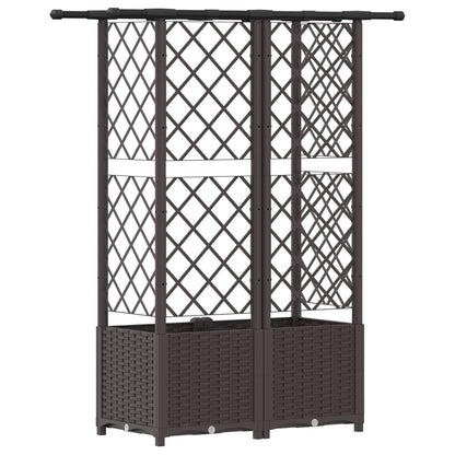 vidaXL Raised Bed with Trellis and Roof Brown 124 x 40 x 138 cm PP