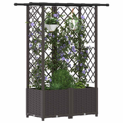 vidaXL Raised Bed with Trellis and Roof Brown 124 x 40 x 138 cm PP