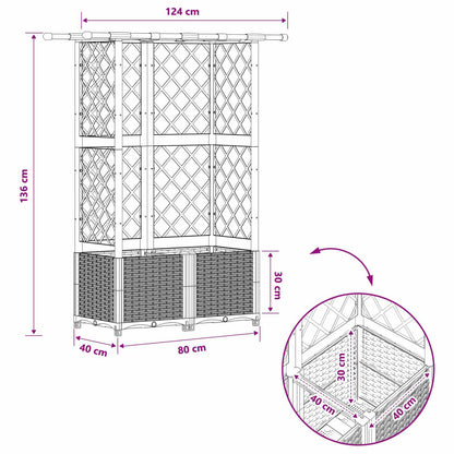 vidaXL Raised Bed with Trellis and Roof Brown 124 x 40 x 138 cm PP