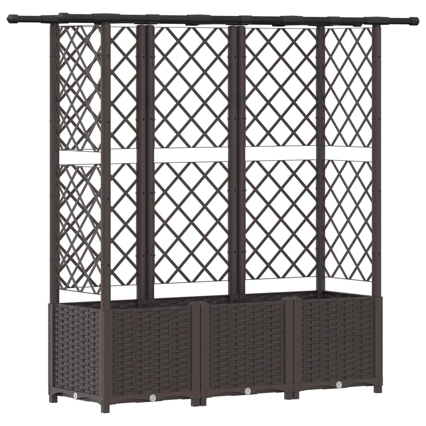 vidaXL Raised Bed with Trellis and Roof Brown 163.5 x 40 x 136 cm PP