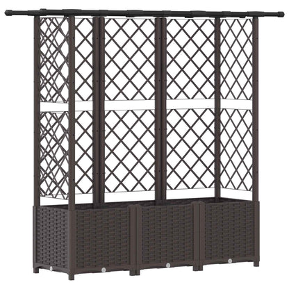 vidaXL Raised Bed with Trellis and Roof Brown 163.5 x 40 x 136 cm PP