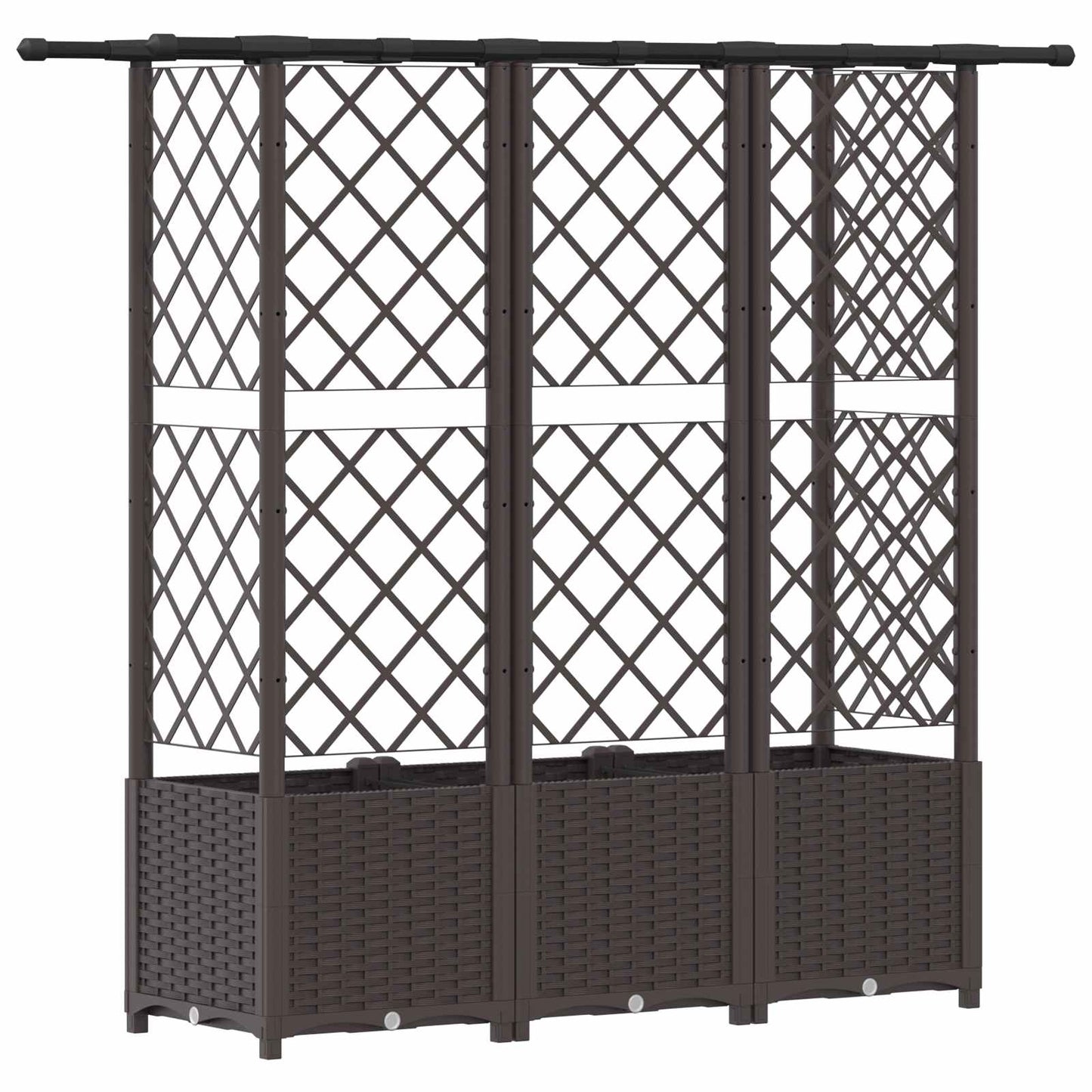 vidaXL Raised Bed with Trellis and Roof Brown 163.5 x 40 x 136 cm PP