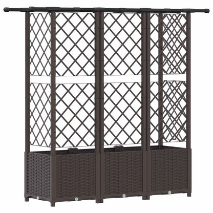 vidaXL Raised Bed with Trellis and Roof Brown 163.5 x 40 x 136 cm PP