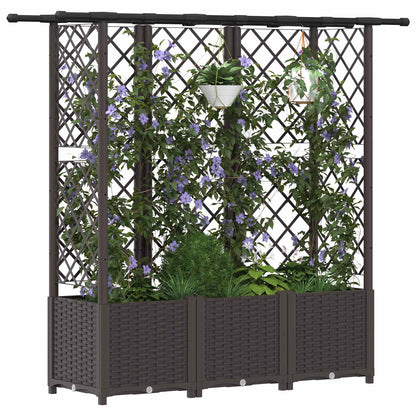 vidaXL Raised Bed with Trellis and Roof Brown 163.5 x 40 x 136 cm PP
