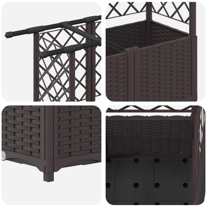 vidaXL Raised Bed with Trellis and Roof Brown 202 x 40 x 138 cm PP