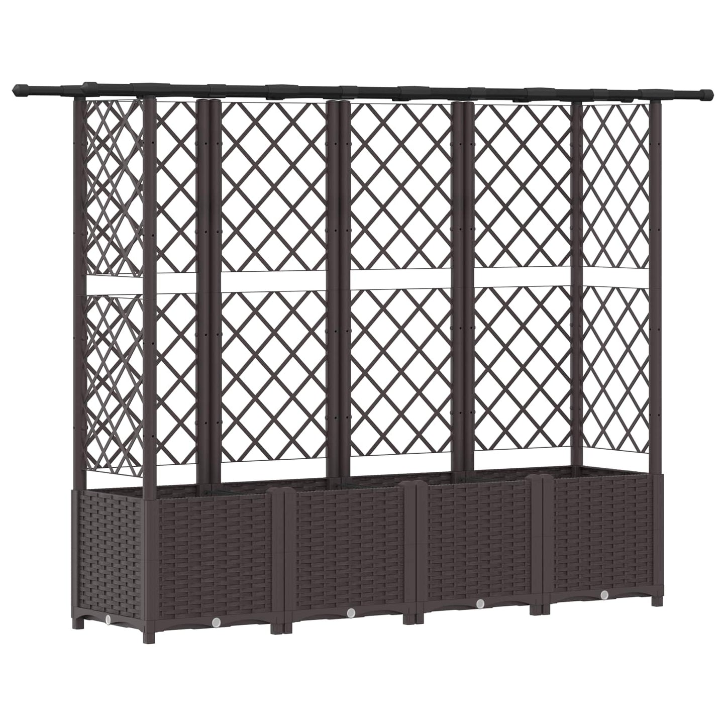vidaXL Raised Bed with Trellis and Roof Brown 202 x 40 x 138 cm PP