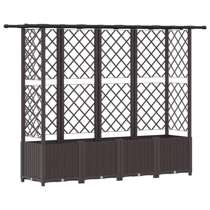 vidaXL Raised Bed with Trellis and Roof Brown 202 x 40 x 138 cm PP