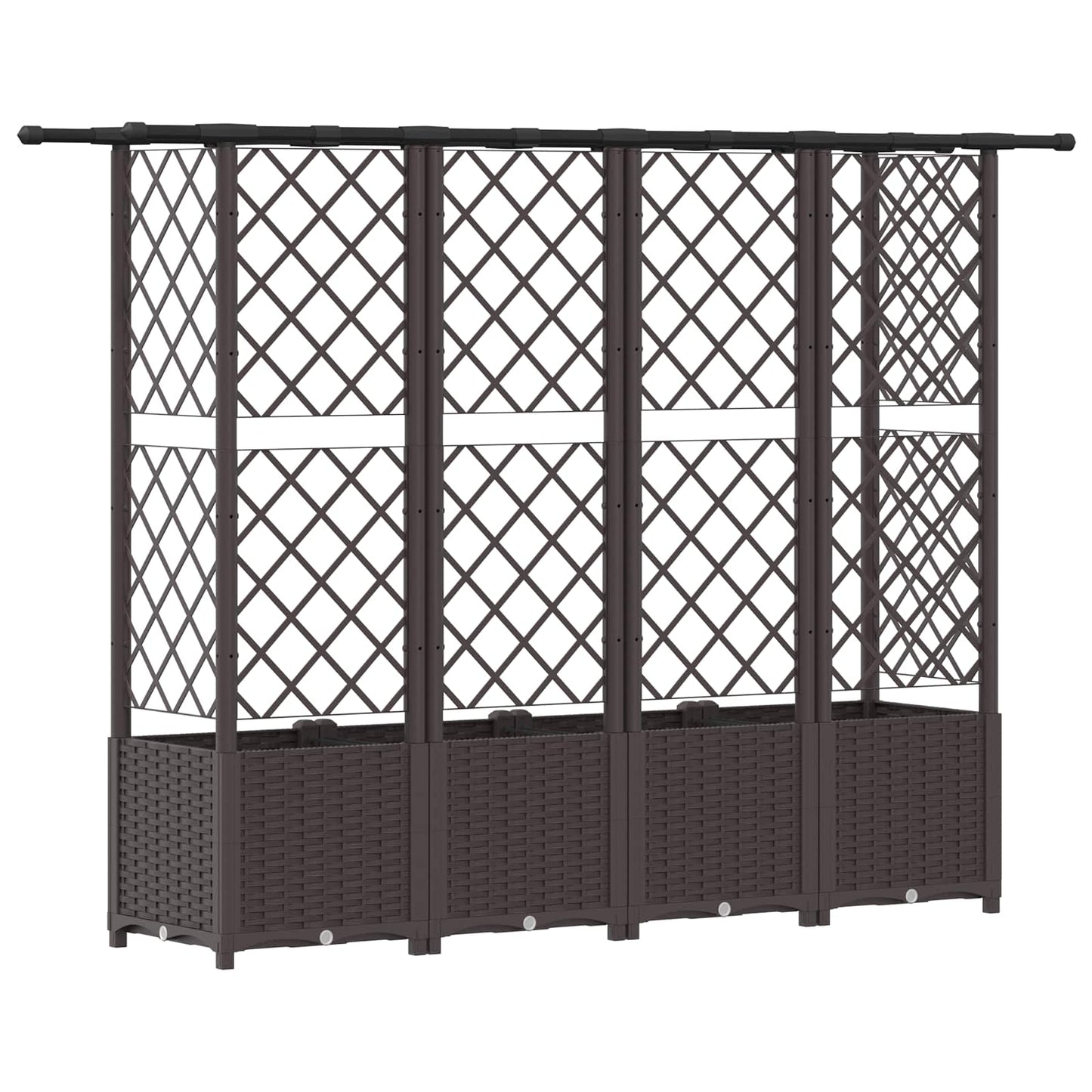 vidaXL Raised Bed with Trellis and Roof Brown 202 x 40 x 138 cm PP