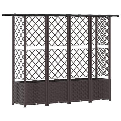 vidaXL Raised Bed with Trellis and Roof Brown 202 x 40 x 138 cm PP