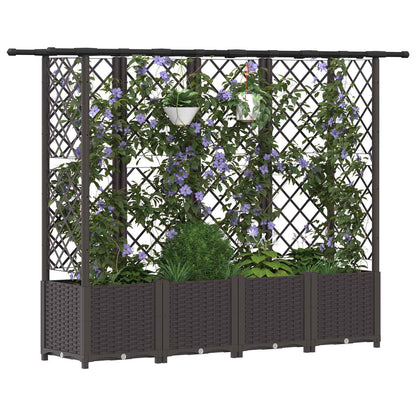 vidaXL Raised Bed with Trellis and Roof Brown 202 x 40 x 138 cm PP