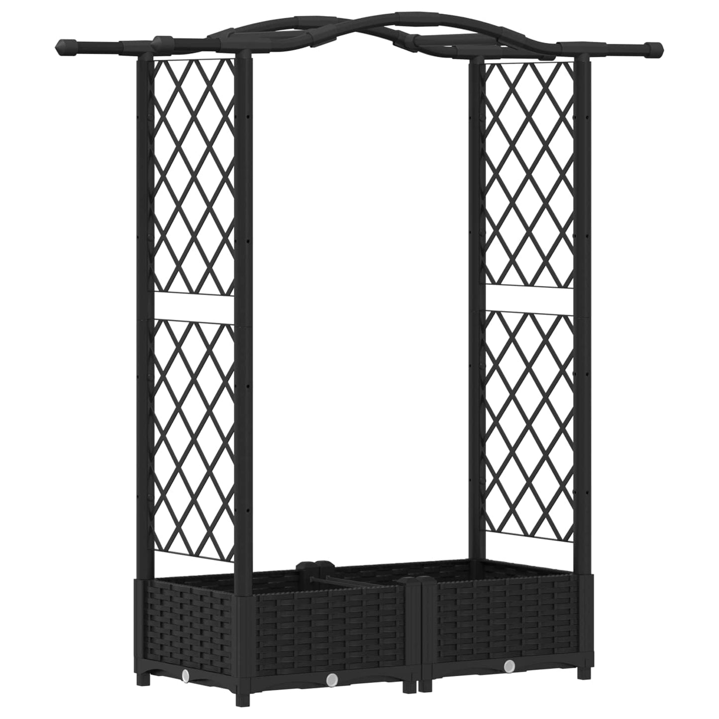 vidaXL Raised Bed with Trellis and Roof Black 124 x 40 x 125 cm PP