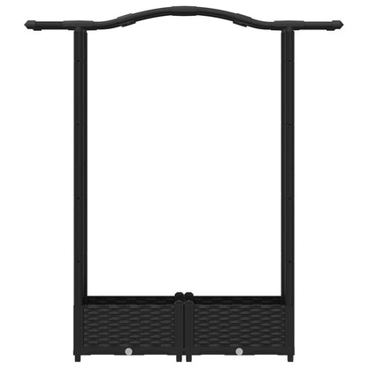 vidaXL Raised Bed with Trellis and Roof Black 124 x 40 x 125 cm PP