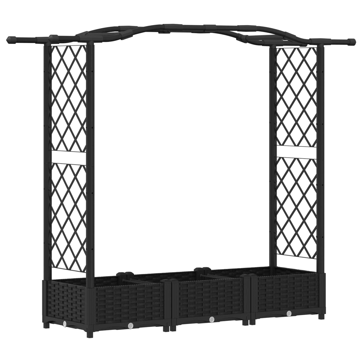 vidaXL Raised Bed with Trellis and Roof Black 169 x 40 x 125 cm PP