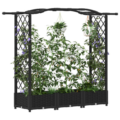 vidaXL Raised Bed with Trellis and Roof Black 169 x 40 x 125 cm PP