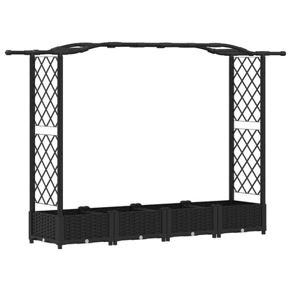vidaXL Raised Bed with Trellis and Roof Black 207 x 40 x 126 cm PP