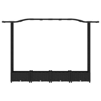 vidaXL Raised Bed with Trellis and Roof Black 207 x 40 x 126 cm PP