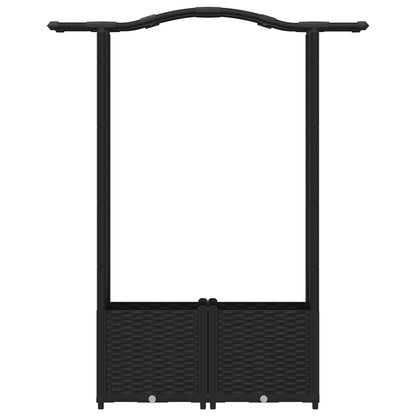 vidaXL Raised Bed with Trellis and Roof Black 125 x 40 x 138 cm PP