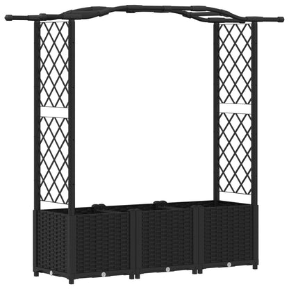 vidaXL Raised Bed with Trellis and Roof Black 164 x 40 x 142 cm PP