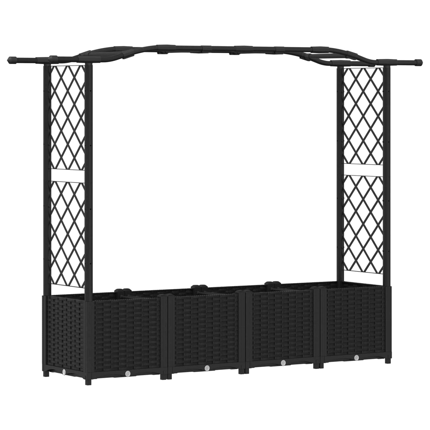 vidaXL Raised Bed with Trellis and Roof Black 204 x 40 x 141 cm PP