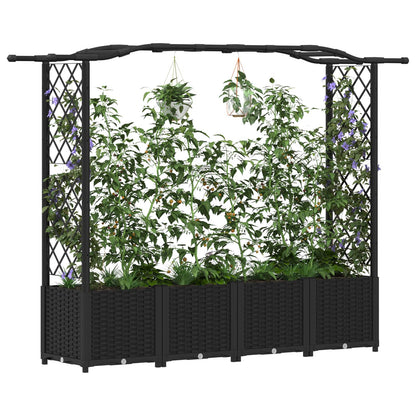 vidaXL Raised Bed with Trellis and Roof Black 204 x 40 x 141 cm PP