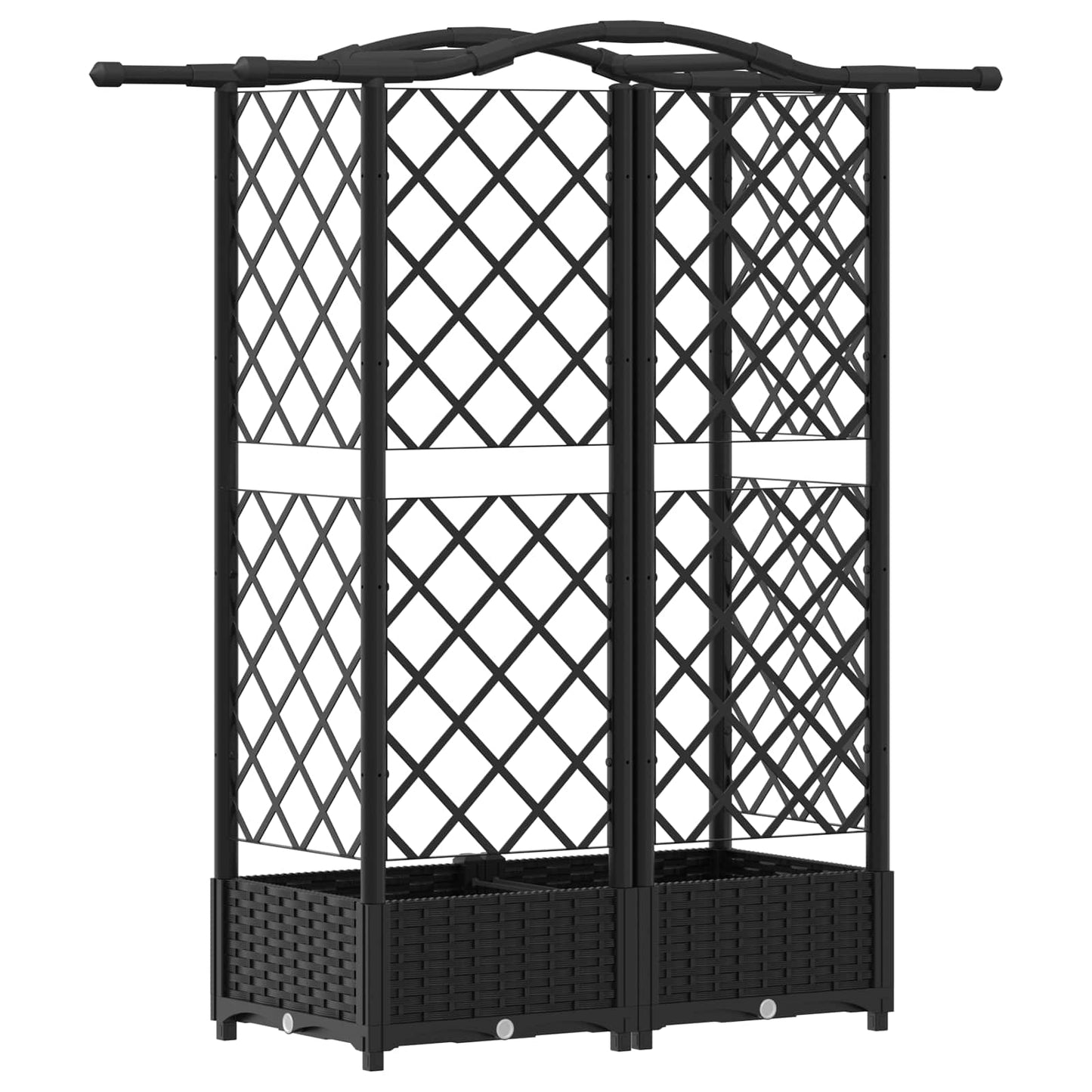 vidaXL Raised Bed with Trellis and Roof Black 124 x 40 x 126 cm PP