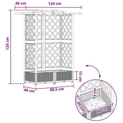 vidaXL Raised Bed with Trellis and Roof Black 124 x 40 x 126 cm PP