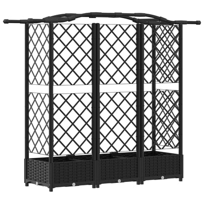 vidaXL Raised Bed with Trellis and Roof Black 163 x 40 x 123 cm PP